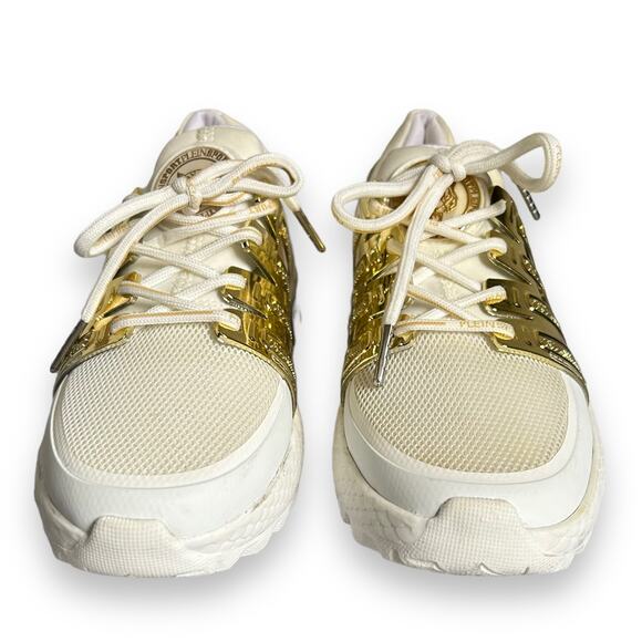 Plein Sport Gold Metallic Lace Up Shoes White Size 37/7 - Picture 9 of 16